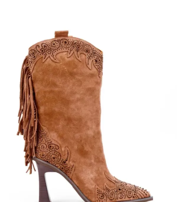 Botas Tacón*Alma en Pena Comprar Bota Tacón Embudo Con Flecos