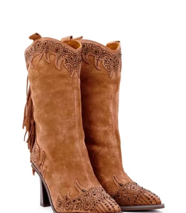 Botas Tacón*Alma en Pena Comprar Bota Tacón Embudo Con Flecos
