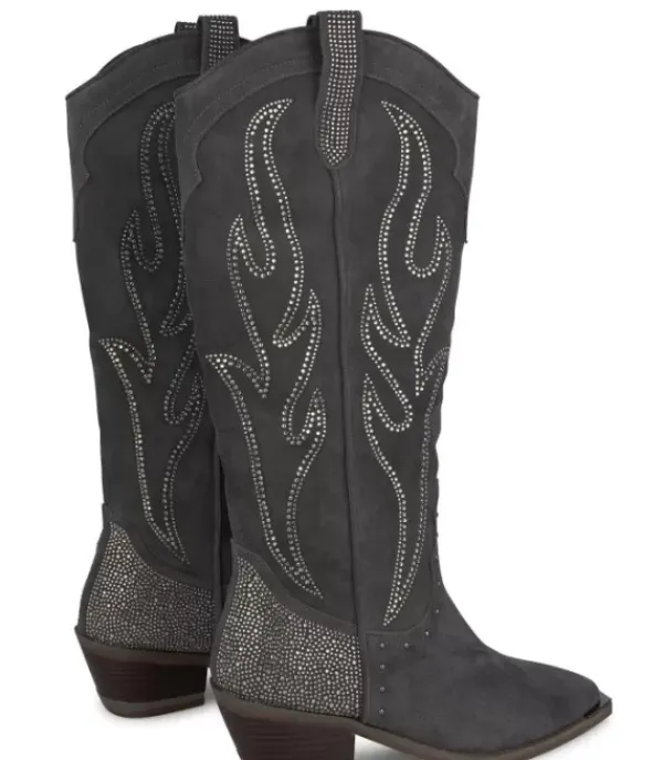 Botas Planas*Alma en Pena Comprar Bota Vaquera Adornada Con Pedreria