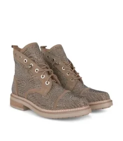 Botines Planos*Alma en Pena Comprar Botin Con Cordones Y Diamantes De Imitacion